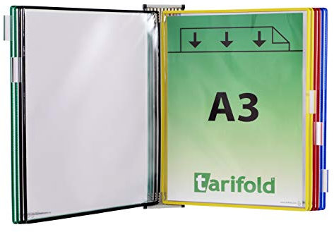 Tarifold Fr 413109 – Support Kit Mural document Tarifold métal, 10 pochettes A3 assorti, Présentation documents