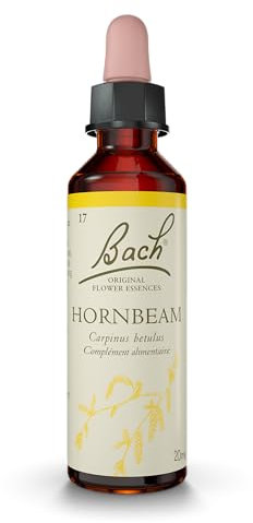 Fleurs de Bach Original, Hornbeam, No 17, pour plus d'entrain, aide à ne plus repousser les choses au lendemain. Elixir floral naturel pour le bien-être émotionnel. Compte-Gouttes 20ml, Vegan