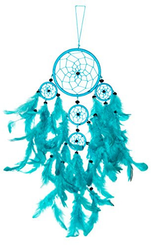 50cm x 11cm Dreamcatcher Traumfänger Türkis 5 Ringe Dream Catcher Indianer