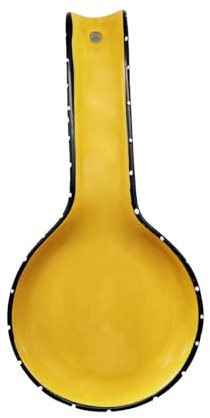 ACK Tuscany Ruffle Butterscotch Yellow Hand Painted Ceramic Spoon Rest, Cooking Spoon Holder for Kitchen Counter, Utensil Rest for Spoon, Ladle, Spatula, Kitchen Décor