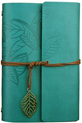 NectaRoy Retro Vintage Blatt Label Notizbuch Klassische PU Leder Cover Notebook Notepad Travel Journal Tagebuch Reisetagebuch Nachfüllbare Sketchbook