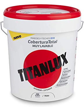 Titanlux - Pintura plástica Cobertura total, Blanco, 15L (ref. 06T100015)