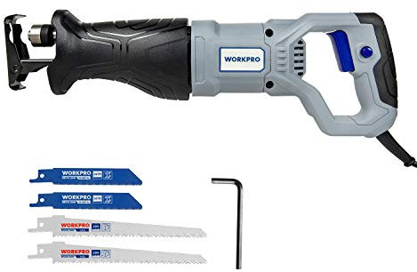 WORKPRO Sega a Gattuccio 710W, Sega Universale Multifunzione, Velocità Variabile 2800 RPM con 4 Lame di Ricambio per Tagliare Legno e Metallo