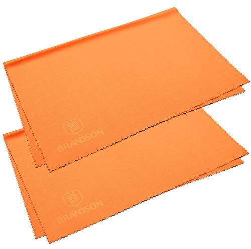 BRANDSON Brillenputztücher XXL (40x30 cm, orange, 2 Stück) Brillen Mikrofasertuch groß, waschbar - Mikrofaser Brillentücher, Reinigungstücher für Brille Handy Display etc.