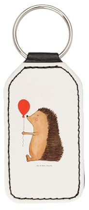 Mr. & Mrs. Panda Rechteckig Schlüsselanhänger Igel Luftballon - Geschenk, Gute Laune, Glücksbringer, Tiermotive, lustige Sprüche, Taschenanhänger,