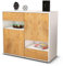 Stil.Zeit Sideboard Carmelina, Korpus Weiss matt, Front Holz-Design Eiche (92x79x35cm) Push-to-Open Technik & Leichtlaufschienen