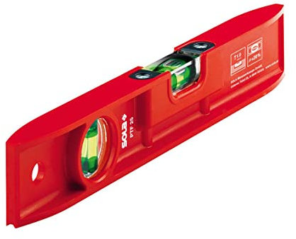 SOLA PTF25 - Nivel de burbuja torpedo de plástico (250 mm), Rot