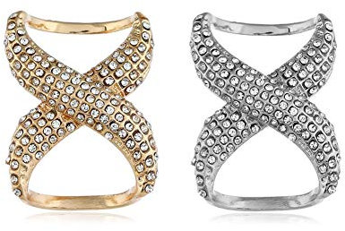 SYBL 2 Stück Strass eingelegte Schalschnallen – einfacher modischer Clip, Ring, Wickelklemme, Seidenverschluss, Halter für Kleidung, Halstuch, Schal (Golden + Silber), 4cm x 3cm, Legierung