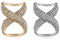 SYBL 2 Stück Strass eingelegte Schalschnallen – einfacher modischer Clip, Ring, Wickelklemme, Seidenverschluss, Halter für Kleidung, Halstuch, Schal (Golden + Silber), 4cm x 3cm, Legierung