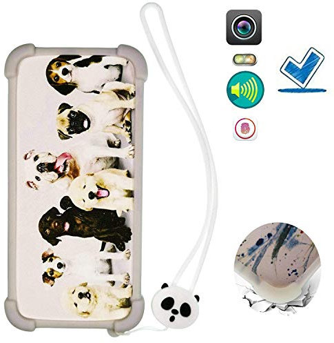 Custodia per Clementoni Clemphone 7.0 Custodia Bordo del Silicone + PC Card Stand Case Cover La Notte splende Dog ITHYJ