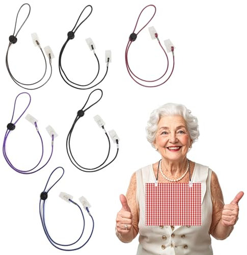 SwirlColor Serviettenhalter Kette, Einstellbar Serviettenclips für Männer Frauen Jungen Mädchen Kleidung Schutz Serviettenkette für Restaurants Restaurant Hotel 6 Stück, Größe 65cm / 25in
