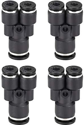sourcing map Plastic Connect Y Splitter Push to Tube Fittings 6mm X 4mm OD Push Lock 4pcs