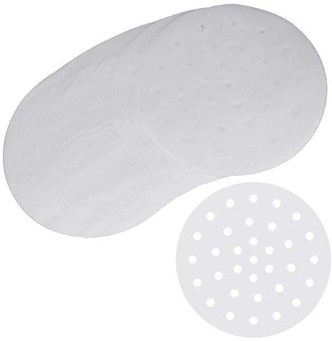 LYTIVAGEN 100 Blatt 7 Zoll Dampfgarer Papier wasserdichte Perforiertes Bambus Papier, BAP frei, Dim Sum Papier rundes Backpapier zum Dampfgaren von Brot, gedämpften Brötchen, Kuchen