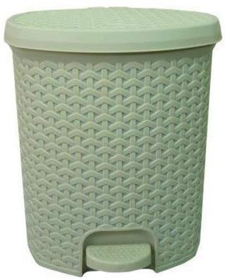 Srendi® Small/Large Plastic Rattan Pedal Bin Ideal for Bedroom/Bathroom/Kitchen/Rubbish/Dustbin (5.5 Litre, Cream)