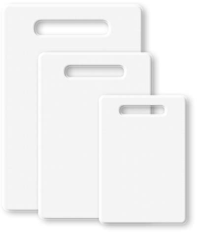 Schneidplatten | Schneidebretter-Set | Kunststoff | Rutschfest | EUROXANTY Küchenzubehör | Weiß