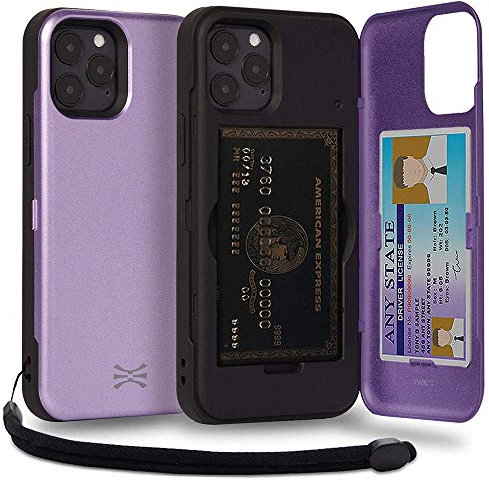 TORU CX PRO for iPhone 12 Pro/iPhone 12 Case Wallet | Protective Shockproof Heavy Duty Cover with Hidden Card Holder & Card Slot | Mirror & Wrist Strap Included - Purple