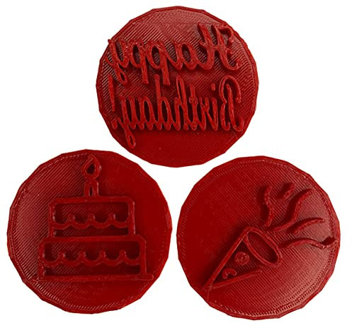 Happy Birthday Cake Cupcake Cookie Stamp Embosser for Icing Fondant Cookie Cutter Set of 3