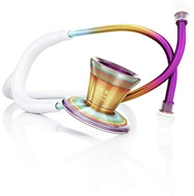 MDF Weiß-Kaleidoskop ProCardial Kardiologie-Stethoskop, Leichte Titan, Erwachsene, Doppelkopf, Gratis-Parts-for-Life, Weißer Schlauch, Kaleidoskop Bruststück-Kopfhörer, MDF797TKL29
