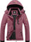 GEMYSE Damen Wasserdichte Berg-Skijacke Winddichte Skijacke Fleece Outdoor-Winterjacke mit Kapuze (Rosa,M)