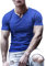 Herren Bodybuilding Athletic Shirts T-Shirts Schnell trocknendes Muskel Gym Workout Top Kurzarm Blau 2XL