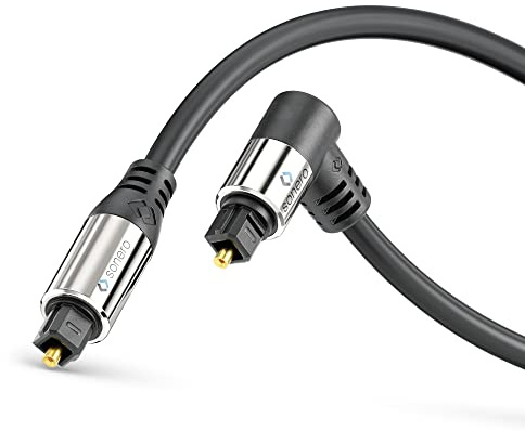Sonero® Premium Câble optique Toslink, 7.50m, contacts plaqués or, 1 x prise 90°, noir