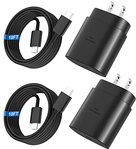 Super Fast Charger Type C, 25W USB C Wall Charger Fast Charging for Samsung Galaxy S26 Ultra/S26/S26+/S25 Ultra/S25/24 Ultra/S24/S23 Ultra/S22 Ultra with 10FT Long Android Type C Charger Cable 2Pack