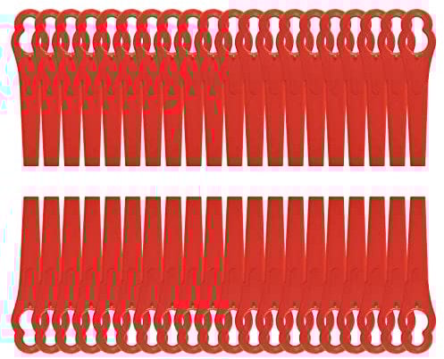NITAIUN 120 Pcs Lame Coupe Bordure Tondeuse à Gazon Rouge Lames en Plastique de Rechange 8,3cm Tondeuse à Gazon en Plastique Lames pour Jardin et Pelouse Coupe Bordures Grass Trimmer (120 Pcs)