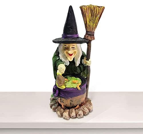 Yusheng Zauberer Statue Hexe Figur, Zauberer- und Hexenfiguren, Halloween- -Statue, originelle Heimdekoration, Harz-Sammler-Dekoration für Themenpartys