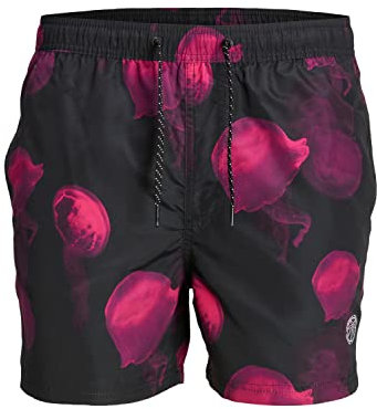 JACK & JONES Jpstfiji Jjswim Core Costume a Pantaloncino, Nero/Dettaglio: Rosa Yarrow, XL Uomo