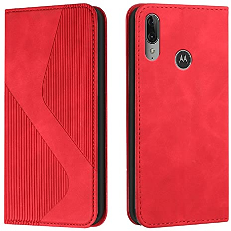 Mo-Somnus Cover per Motorola Moto E6 Plus, Custodia Motorola Moto E6 Plus Portafoglio, Cover Protettiva Libro Antiurto Case Flip Wallet Custodia Pelle PU con [3 Slot per Schede] [Magnetica] (Rosso)