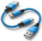 Baiwwa Corto Cable USB C 0.3m, 2-Pack 30cm Nylon Cargador USB Tipo C Carga Rápida Cable para Samsung Galaxy S20 S10 S9 S8 S21 S22 Plus S10e, A50 A51 A52 A70 A71 A11 A13 A20e A40 A41 -Azul