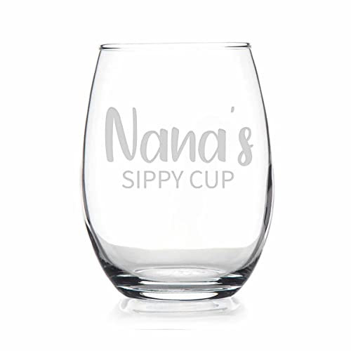 Nana's Sippy Cup Stemless Wine Glass - Mother's Day Gift Nana Wine Gift - First Time Nana New Nana Gift - Nana Wine Glass