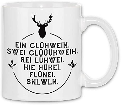 wowshirt Tasse Ein Glühwein swei Glühwein Hirsch Weihnachtmarkt Weihnachten, Farbe:White - White