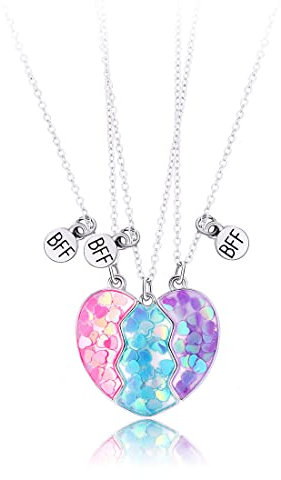 SCJJZ freundschaftskette,bff ketten für 3,freundschaftskette für 3 mädchen,bff geschenke,best friends geschenke,Gute Freunde drei Freundinnen Kinderkette Love Anhänger Magnet Steinkette