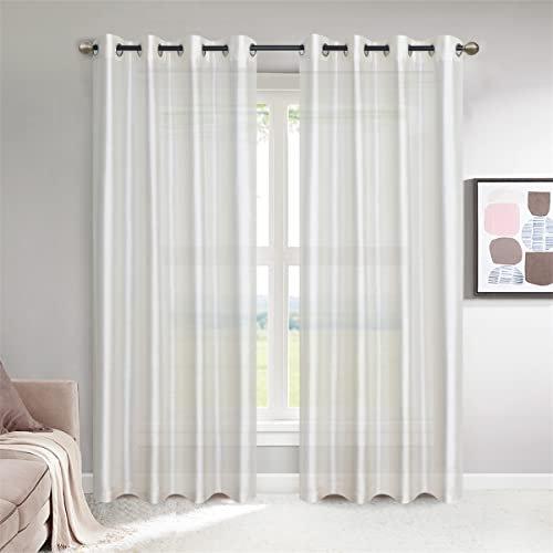 GYROHOME Tende semi-trasparenti in finta seta, beige, con filtro leggero, in voile con occhielli per il trattamento delle finestre, per camera da letto, soggiorno, 2 pannelli, 132 x 274 cm