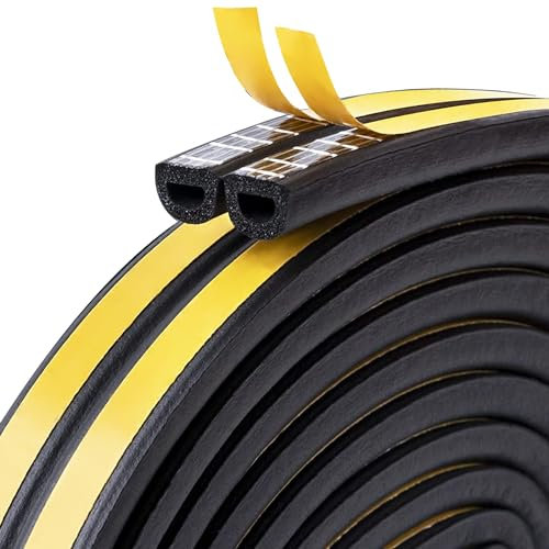teeppo Guarnizione Finestra, Schiuma Nastro Guarnizione Porta Autoadesivo per Porte e Finestre, Striscia di Gomma per Prova di Collisione, Rumore, Vento Freddo, Spogliatura del Tempo (5M, Nero)