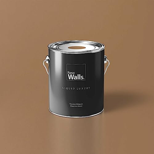 New Walls Premium Wandfarbe Beige, Goldbraun Liquid Luxury Dispersionsfarbe für Innenräume – 5 L