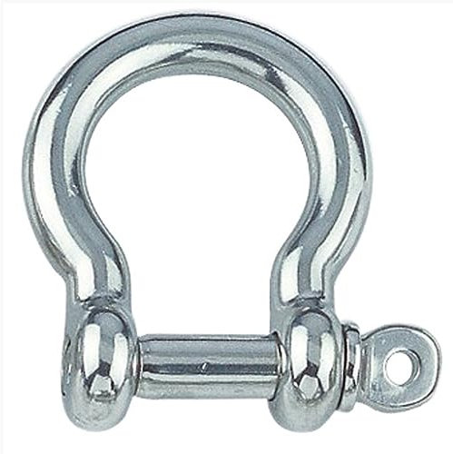 Rundschäkel 19 mm Edelstahl V4A 1 Stück geschweift, Schäkel geschweift mit Augbolzen 19X66X66,5 mm, (WLL): 3470kg-Omega Form