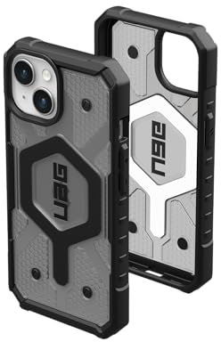URBAN ARMOR GEAR UAG Case Compatible with iPhone 15 Plus Case 6.7 Pathfinder Clear Ash/Black Built-in Magnet Compatible with MagSafe Charging Rugged Transparent Dropproof Protective Cover