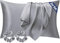 Seiwohl Satin Kissenbezug 50x70 2er Set, Weich wie Seidenkissenbezug Silk Pillowcase, Vegane Seide Kopfkissenbezug Kissenhülle Seidenkopfkissen für Haar und Haut mit 2 Haargummis, Grau