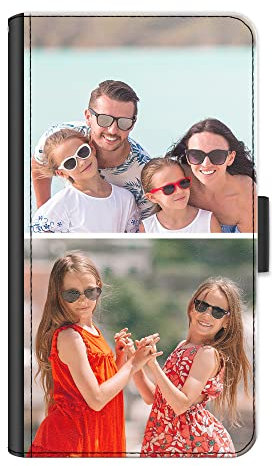 Personalised Phone Case For Samsung Galaxy S Models, S25, S24, S23 Ultra, S23+, S22, S21, S21 FE, Phone, Custom Photo Collage, Image on Leather Side Flip Wallet Phone Case, Phone Cover - Two Images