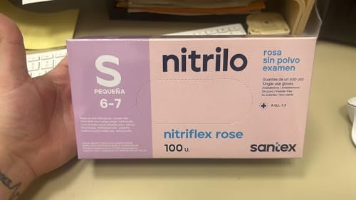 Santex Guantes de nitrilo rosa Caja 100 unidades (Small)