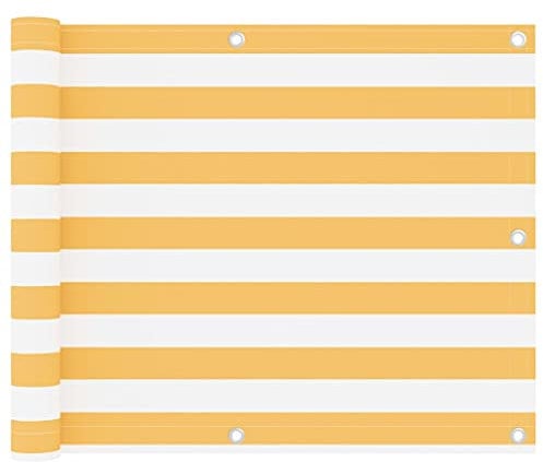MNISDFL Balkonsichtschutz Markise Balkon Seitenmarkise Balkon-Sichtschutz Weiß und Gelb 75x600 cm Oxford-Gewebe