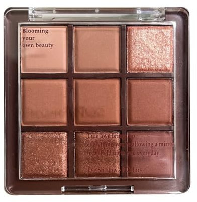 GL-Turelifes Palette di ombretti in 9 colori, nero opaco, nero perlato, ombretto smoky, trucco, glitter argento, ombretto grigio con specchio, impermeabile (cioccolato)