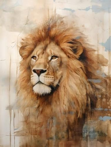 adrium Acryl-Bild 30 x 40 cm: Porträt eines Löwen auf Grunge-Hintergrund. Malerei. (210986683)