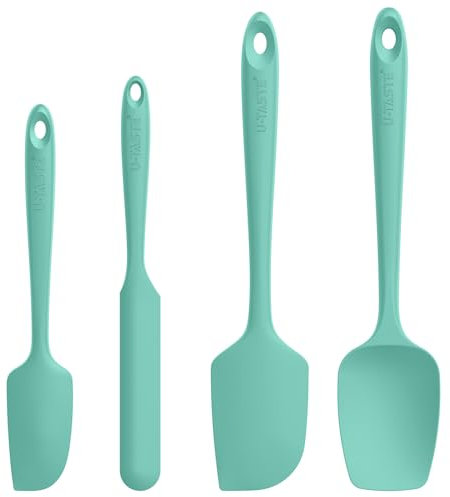 U-Taste Juego de 4 Espatulas: 250℃ Silicona Cocina Reposteria Lengua Resistente al Calor Utensilios de Espátula para Cocinar y Hornear, Paletas Cocina Antiadherentes Flexibles sin BPA (Aqua Sky)
