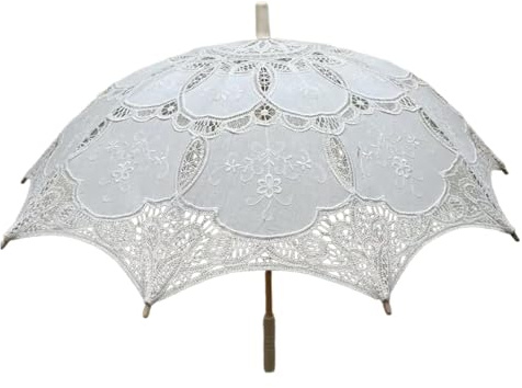 JISADER Sombrilla de Encaje para Mujer, sombrilla Bordada romántica Hecha a Mano para Mujer, sombrilla para Novia para Juego de rol de Cosplay, Regalo de Boda