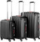 PROVITERA Set 3 Valigie Rigide in ABS, Valigie Rigide M-L-XL Manico Telescopico e 4 Ruote Easy Roll, Lucchetto serratura a codice, Trolley Resistenti da Viaggio, con Bagaglio a Mano (Nero)