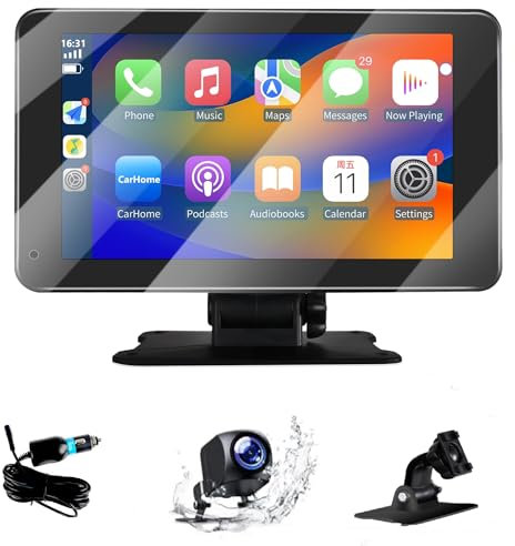 Pantalla de Radio Coche,Radio Para Coche con Portátil Carplay inalambrico&Android Auto inalambrico,7 Pulgadas Coche,Radio Coche Bluetooth con Cámara Marcha atrás, Mirror Link,Bluetooth 5.0 /FM/AUX/USB