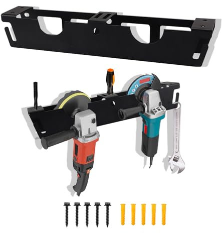 BlyeMichdi 2 Bay Angle Grinder Holder with Discs Hook Rack,Grinders Power Tools Holder Storage Rack,Wall Mounted Hook Clip Tool Store,Organizer Bracket for Cutters Polishers